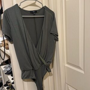 Lulus olive green v-neck bodysuit